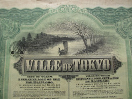 JAPON - VILLE DE TOKIO - EMPRUNT 5% 1912 - OBLIGATION DE 500 FRS - COUPONS 34 à 73 - ETAT , VOIR DETAIL - Other & Unclassified