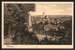 AK Saulgau, Kinder Am Schillerdenkmal Vor Dem Stadtpanorama  - Autres & Non Classés