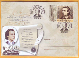 2016 Moldova Moldau  Mihai Eminescu 150 Years Of The Beginning Of The Literary Activity. Chernivtsy. Ukraine. Romania. - Moldavie