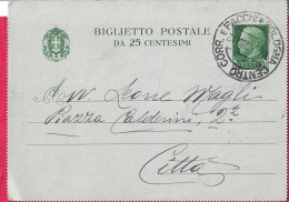 ANNULLO DCG " BOLOGNA CENTRO CORR. E PACCHI* 12.4.40*" PER CITTA' SU INTERO BIGLIETTO POSTALE IMPERIALE C. 25 - Marcofilía