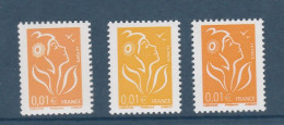 Lamouche 0.01 € Philaposte YT 3731A + Aa : Type I + Type II + Type I Variété Orange Foncé. Superbes, Voir Les Scans. - Unused Stamps