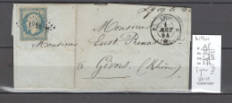 France - Lettre Lyon Pc 1818 + CAD Avec Lettre D - Vaise - 1854 - 1849-1876: Période Classique