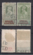 BRITISH INDIA KG V. SPECIAL ADHESIVE REVENUE TAX STAMPS .PERFIN. - 1911-35 Roi Georges V