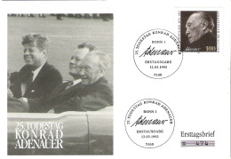 FDC - ERSTTAGSBRIEF - Konrad Adenauer JF Kennedy 1992 - 100 Pfg - Sonstige & Ohne Zuordnung