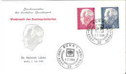 FDC - ERSTTAGSBRIEF - Dr. Heinrich Lubke 1964 - 20 Und 40 Pfg - Sonstige & Ohne Zuordnung