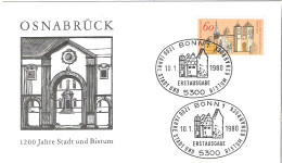 FDC - ERSTTAGSBRIEF - 1200 Jahre Stadt Und Bistum Osnabruck 1980 - 60 Pfg - Otros & Sin Clasificación