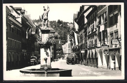 AK Feldkirch-Neustadt, Strassenpartie Mit Geschäften Und Brunnen  - Sonstige & Ohne Zuordnung