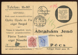 SZEKSZÁRD 1942. Céges Levlap Pécsre Küldve, Vegyes Portózással - Brieven En Documenten