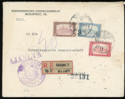 BUDAPEST 1922. Svájci Konzulátus, Dekoratív, Inflációs Ajánlott Levél Romániába Küldve - Covers & Documents