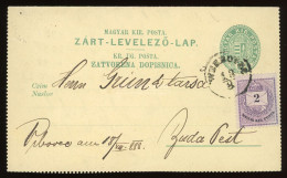WEBROVEC 1888. Kiegészített 3Kr-os , Kétnyelvű Zárt Díjjegyes Levlap Budapestre - Lettres & Documents