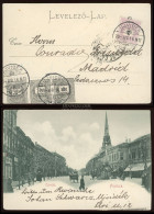 Delcampe - ÚJVIDÉK 1899. Képeslap Négy Db  Krajcáros Bélyeggel Madridba üldve! - Lettres & Documents