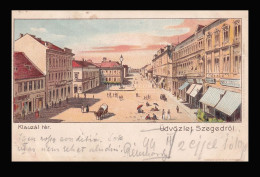 SZEGED 1899. Litho Képeslap, Luxus Mozgóposta Bélyegzéssel - Hongrie