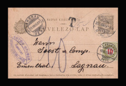 POZSONY 1905. Díjjegyes Levlap Svájcba Küldve, Portózva - Postage Due