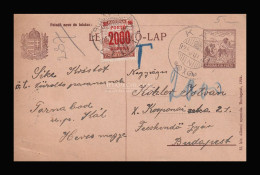 KÁL / TARNABOD 1925. Sike Tűzoltó Parancsnok Díjjegyes Levlap Budapestre Küldve A Fecskendő Gyárba, Portózva - Cartas & Documentos