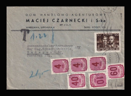 1949. Levél Lengyelországból Budapestre, ötbélyeges Portózással. Hungarica - Cartas & Documentos