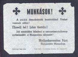 1944. Ca. Nyilaskeresztes Párt , Szorólap - Unclassified