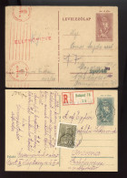 KIEGÉSZÍTETT Díjjegyes Lapok 15db , Jó Tétel, Közte Cenzúra, Expressz, Ajánlott Stb 1927-44. - Covers & Documents