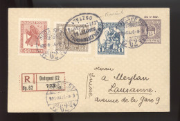 BUDAPEST 1920. Hadifogoly Sor Szép Ajánlott Díjjegyes Borítékon  Svájcba - Brieven En Documenten