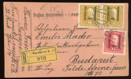 BOSZNIA Sarajevo 1914. Dekoratív Ajánlott Levlap Budapestre Küldve - Storia Postale