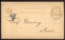 MAROSSZLATINA 1890. Szép Díjjegyes Levlap Aradra Küldve - Covers & Documents