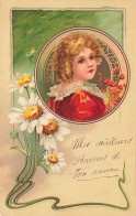 N°25146 - Fantaisie - Clapsaddle - Fillette Dans Un Médaillon, Et Marguerites - Other & Unclassified