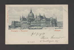 BUDAPEST 1900.02. Országház, Képeslap, Nyomtatványként 3Kr-ral Franciaországba Küldve - Covers & Documents