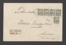 BUDAPEST 1912. Ajánlott 9 Bélyeges Levél Monorra Küldve, Gyűjtő Bélyegzéssel - Lettres & Documents
