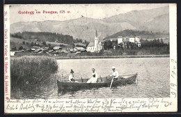 AK Goldegg / Pongau, Ortsansicht Vom See Gesehen, Familie Im Ruderboot  - Sonstige & Ohne Zuordnung