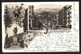Lithographie Innsbruck, Maria Theresienstrasse Mit Litfasssäule  - Other & Unclassified