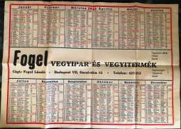 BUDAPEST 1948. Reklám Naptár Plakát, VII. Garai Utca, Fogel Vegyipar, Hajtogatott, Szép állapotban!  75*45 Cm - Non Classés