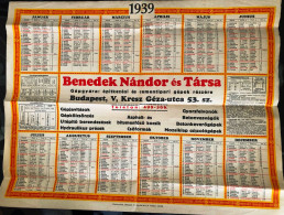 BUDAPEST 1939. Reklám Naptár Plakát, V. Kresz Géza Utca,Benedek Nándor és Társa Építkezés, Szép állapotban!  75*45 Cm Po - Ohne Zuordnung