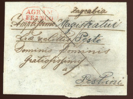 AGRAM / ZÁGRÁB 1847. Szép Portós Boríték, Piros "Agram Franco " Bélyegzéssel Pestre - ...-1867 Prephilately