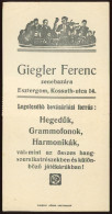 SZÁMOLÓCÉDULA Esztergom, Giegler Zenebazár 1929 - Unclassified