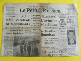 Journal Le Petit Parisien Du 15 Janvier 1940. Pologne En Anjou. Château De Pignerolles Finlande Japon Abe - Le Petit Parisien