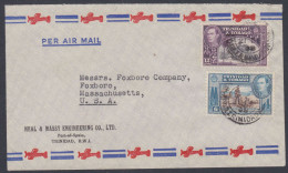 British Trinidad & Tobago 1938 Used Airmail Cover, Engineering Company, Lake Asphalt, Raleigh, Ship, Boat - Trindad & Tobago (...-1961)