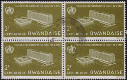 1966 Ruanda ⵙ Mi:RW 168A, Sn:RW 161, Yt:RW 158, Sg:RW 159, Bel:RW 158,New WHO Headquarters In Genf - Oblitérés