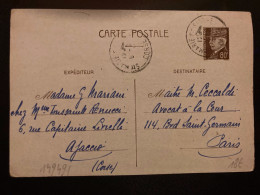 CP EP PETAIN 80c OBL.5-2 42 STE MARIE ET SICHE CORSE (20) G MARIANI Pour Maître M CECCALDI Avocat PARIS - Guerra Del 1939-45