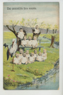 ENFANTS - BEBES - STORK - Jolie Carte Fantaisie Bébés Et Cigogne "Une Assemblée Bien Nourrie " - Edit. P.F.B. SERIE 5511 - Baby's