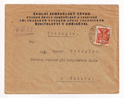 Czechoslovakia Uhříněves 1922 Uhrinevsi Praha Československo ŠKOLNÍ ZEMĚDĚLSKÝ ZÁVOD Tiskopis Česko - Storia Postale