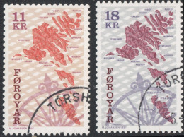 Faeroër 1997 Map 2 Values Cancelled 97.06 Faroe Islands, Faroyar, - Geografia