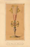 Beau Dessin Encre De Chine Gouache Et Aquerelle - Verre De Murano Edmond Boutillier Inventaire Collection - Waterverf