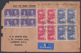 British Solomon Islands 1937 Used Airmail FDC To England, Coronation Of King George VI, First Day Cover - Iles Salomon (...-1978)