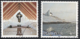 Faeroër 1998 Frederics Church In Nes 2 Values Cancelled 98.07 Faroe Islands, Foeroyar, Interior, Exterior - Eglises Et Cathédrales