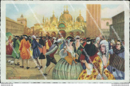 Bv561 Cartolina Venezia Citta' Nel 700 Carnevale A S.marco Veneto Illust Bertani - Venezia (Venice)