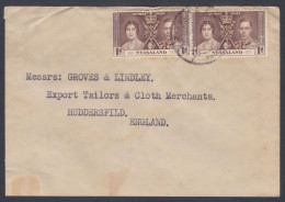 British Nyasaland 1937 Used Cover To England, Coronation Of King George VI, Royal, Royalty - Nyasaland (1907-1953)