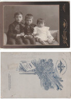 Photo Cabinet On Passepartout. Ukraine Lviv. Three Kids.Lwow - Ohne Zuordnung