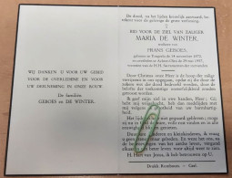 DP - Maria De Winter - Geboes - Tongerlo 1872 - Achter-Olen 1957 - Obituary Notices