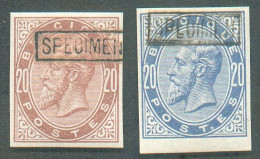 Emission 1883 - Epreuves NON DENTELEES Du 20 Centimes En Couleurs Brune-rouge Et Bleue Avec Surcharges SPECIMEN.  Superb - Essais & Réimpressions