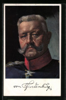 Künstler-AK Paul Von Hindenburg In Dunkelblauer Uniform  - Historical Famous People
