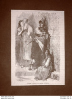 Incisione Di Gustave Dorè Del 1874 Uomini E Donne Del Popolo Toledo Spagna - Avant 1900